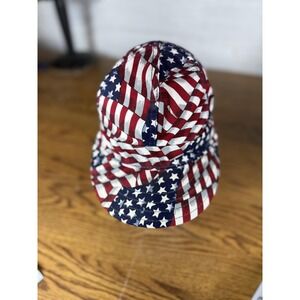 VINTAGE USA American Flag Hat Cap Fitted Mens Patriotic K-Products 90s‎